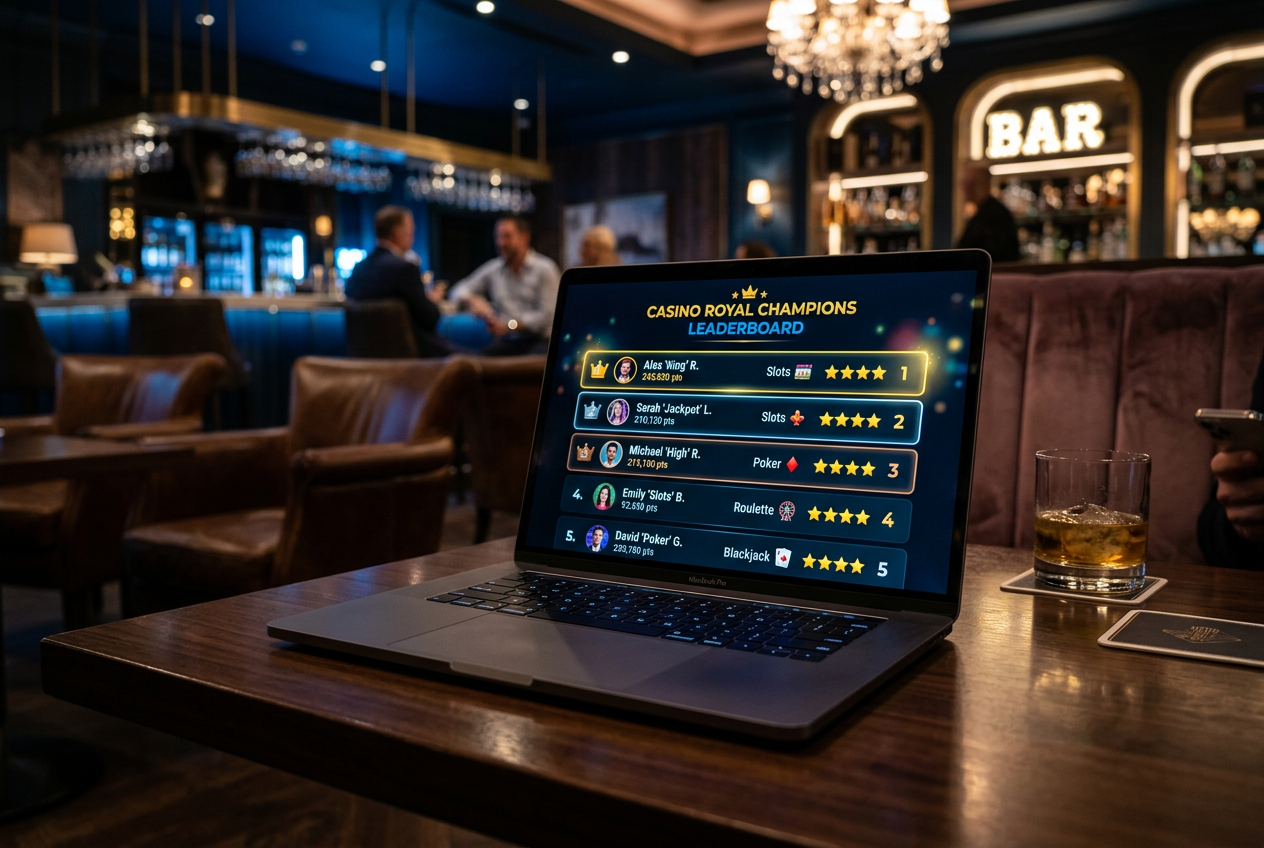 Elegancki ranking kasyn online na ekranie laptopa